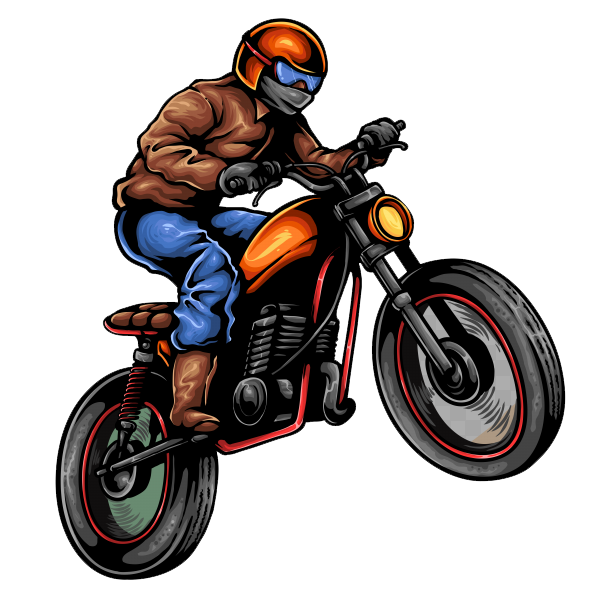 Vintage-Motorcycle-Biker-Jump-On-The-Mountain-on-transparent-background-PNG
